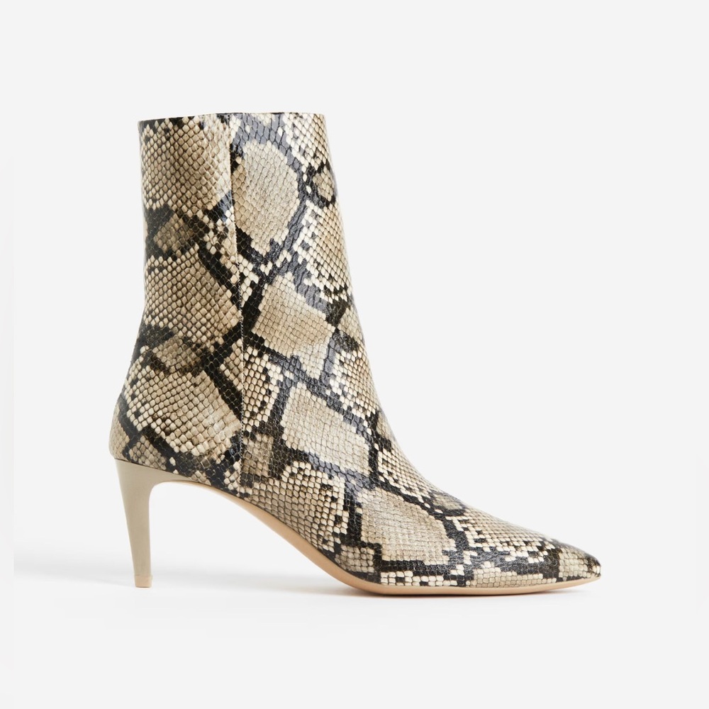 H&M Snakeskin Heeled Boots